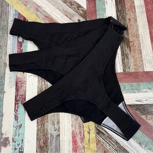 Grankee NEW Thong Underwear 3 Pack Black High-Waisted Tummy Control SZ XL